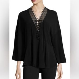 IRO " Emilda" Black Lace - up Tunic Blouse Size 42 US X Large